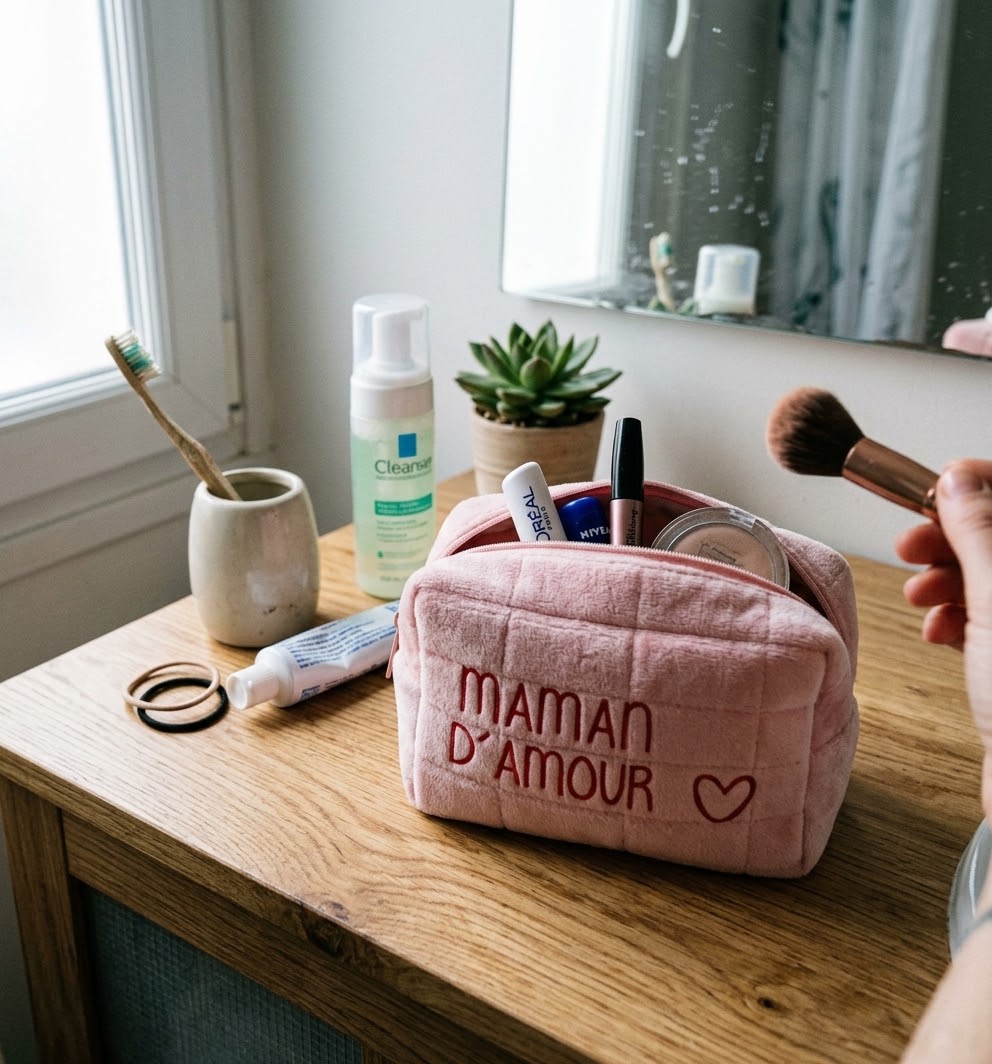 Trousse douce en peluche rose